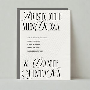 Papierloze post aanpasbare sjabloon huwelijksuitnodiging | Gedurfd en typografisch, klassiek en elegant | Direct downloaden