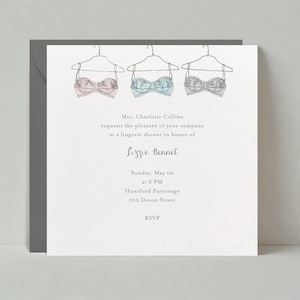Paperless Post Customizable Wedding Shower Invitation Template | Summer Entertaining, Lingerie, Underwear, Bra, Gray | Instant Download