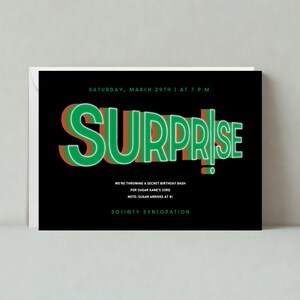 Plantilla de invitación para fiesta temática de los años 90 personalizable sin papel / Audaz y tipográfica / Fiesta de cumpleaños sorpresa / Descarga instantánea