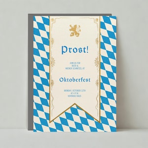 Paperless Post Anpassbare Oktoberfest Party Einladung Vorlage | Illustrativ | Flagge, Harlekin, Rautenmuster | Sofort Download