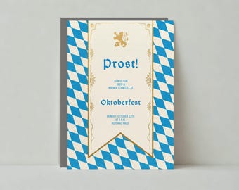 Paperless Post Customizable Oktoberfest Party Invitation Template | Illustrative | Flag, Harlequin, Diamond Pattern | Instant Download