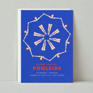 Papierloze post aanpasbare sjabloon uitnodiging sportfeest | Strandfeest, zwembadfeest, zomervermaak, zwemmen | Direct downloaden
