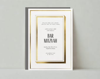 Bar And Bat Mitzvah Party Invitation | Modern, Classic And Elegant, Retro, Formal |Paperless Post Customizable Template | Instant Download