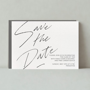 Plantilla de invitación para fiesta de graduación personalizable sin papel / Negrita y tipográfica / Ocasión, Blanco, Negro, Moderno / Descarga instantánea