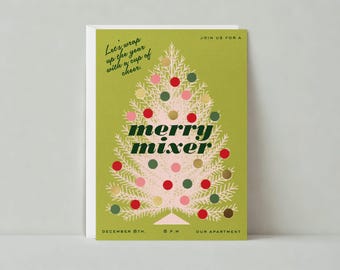 Christmas Party Invitation | Vintage, Graphic | Holiday, Cocktail Party |Paperless Post Customizable Template | Instant Download