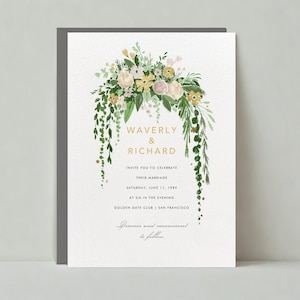 Modelo de convite de casamento personalizável sem papel | Boho, ilustrativo, romântico | aquarela, flores | Download instantâneo