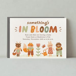 Paperless Post Anpassbare Babypartyeinladungsvorlage | Illustrativ | Waldtiere, Blühendes, Rehe, Füchse | Sofort Download