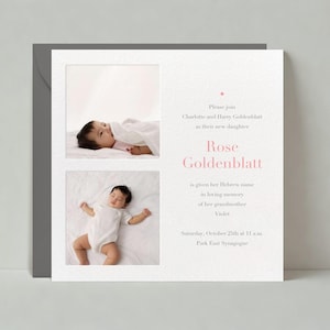 Modèle personnalisable de nom de bébé et d'invitation Bris sans papier | photo, plaine, image, simple, minimaliste | Téléchargement instantané