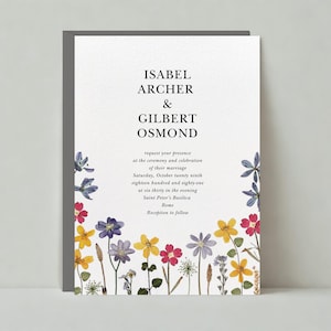 Convite de Casamento | Ilustrativo | Pétalas, Jardins, Flores, Cultivo | Modelo Personalizável para Publicação sem Papel | Download Instantâneo