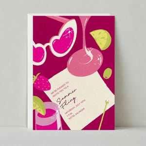 Papierloze post aanpasbare sjabloon uitnodiging zomerfeest | Vrolijk en levendig, illustratief | Direct downloaden
