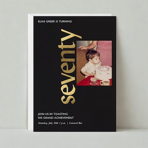 Invitación de cumpleaños / Diseño moderno y tipográfico / Cumpleaños importante / Plantilla personalizable para publicación sin papel / Descarga instantánea