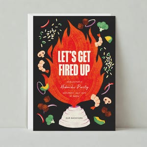 Einladung zum Abendessen | Illustrativ, Kochen, Japanisch, Essen, Garnelen, Schwarz, Rot |Anpassbare Vorlage für papierlose Post | Sofort Download