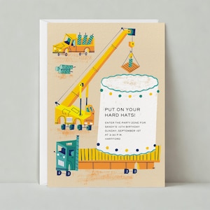 Paperless Post Customizable Kids Birthday Party Invitation Template | Crane, Cake, Truck, Whimsical, Artistic, Candles | Instant Download