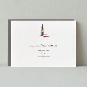 Papierloze post aanpasbare sjabloon uitnodiging cocktailparty | Illustratief | glas, wijn, alcohol, wijnglas | Direct downloaden