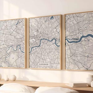 Einzigartiger Stadtplan Druck – Geschenk im Triptychon-Format Moderne Dekoration für die Lieben