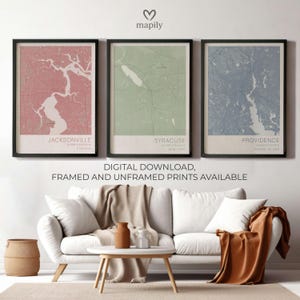 Custom Map Trio – 3er Set Poster von beliebigen Orten | Personalisierte Geschenkwand Art