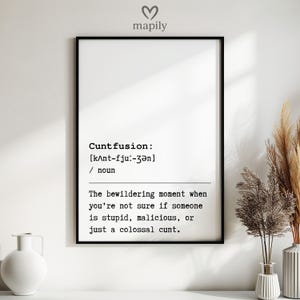 Cuntfusion Poster, Rude Definition, Sarcastic Wall Print, Offensive Typography Art, Sassy Quote Decor, Humorous Gift,  Digital Download