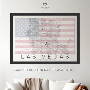 Carte de voyage de Las Vegas | Souvenir de la ville du Nevada | Art mural emblématique de Las Vegas | Imprimé ville du désert