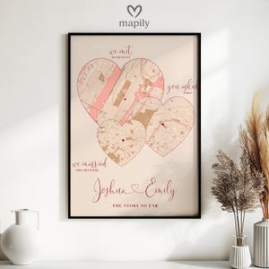 Paar Liebesgeschichte Karte | Personalisierte Wir trafen uns, Sie fragten, wir heirateten Druck | Triple Lage Meilenstein Geschenk | Benutzerdefinierte Karte Kunst Jahrestag Geschenk
