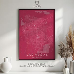 Impression du plan de la ville de Las Vegas : représentez votre ville avec style | Décoration urbaine personnalisée