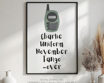 Charlie Uniform November Tango Over Poster, Rude Wall Art, Sarcastic Quotes, Funny Print, Humorous Decor, Gift Idea, Large Design