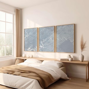 Custom City Map Triptych Print: Modern 3-Panel Wall Art