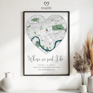Hochzeit Landkarte | "Personalisierte ""Wo wir sagten, dass ich tue"" Druck | Benutzerdefinierte Hochzeitstag Geschenk | Erster Jahrestag Geschenk