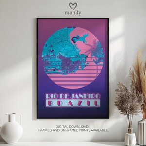 Póster personalizado del mapa de Río de Janeiro: regalo único para el hogar / Impresión artística personalizada de la ciudad