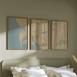 Personalized City Map Triptych: Modern Urban Wall Art