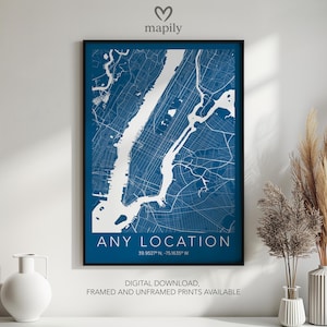 Custom City Map Poster – Minimalist Wall Art, Any Location | Modern Interior Decor