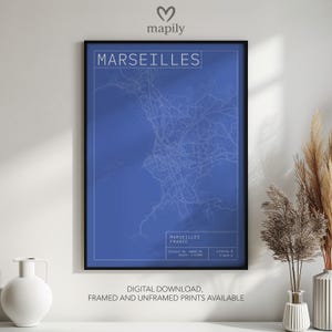 Individuelle Marseille Karte Druck - Ein durchdachtes Geschenk zur Einweihungsfeier oder zum Schulabschluss | Personalisierte Wandkunst