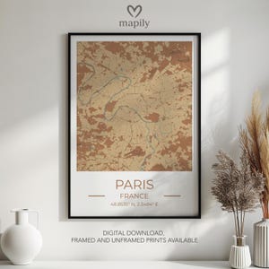 Mapa mural de París enmarcado: regalo personalizado para tu nuevo hogar o decoración minimalista