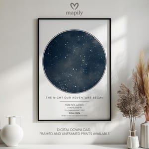 Personalisierte Sternenkarte, Die Nacht, in der unser Abenteuer begann, Geschenk, Paarkonstellation Druck, Nachthimmel Kunst - 06