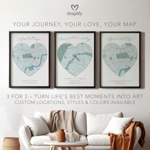 Wo alles begann Kartenset | Personalisierte Triple Lage Drucke | Ihre Reise Ihre Liebe Geschenk | Verlobung Hochzeit Art