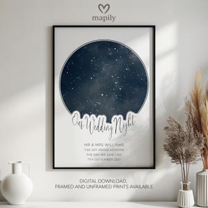 Impresión personalizada de mapa estelar de boda, regalo para la noche de bodas, arte de constelación personalizado - 02