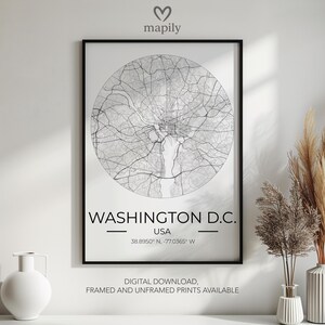 Einzigartiger Washington DC Map Print – Geschenk für Freunde oder Familie | Wandkunst mit einer persönlichen Note