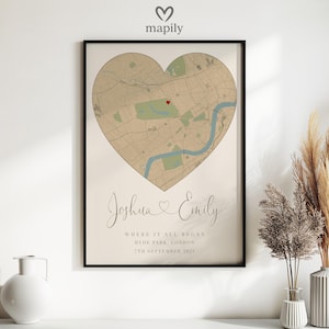 Wo alles begann Karte | Personalisiertes erstes Date Map Print | Individuell angefertigt wo wir uns trafen Geschenk | Romantisches Paar-Andenken