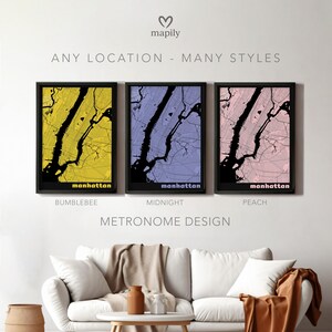 Clean Line Map – Custom Location Print, Sophisticated City Style | Contemporary Room Decor