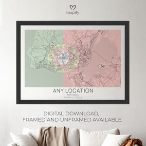 Portugal City Map Print | Any Location Custom Map | Patriotic Wall Art Portugal Flag