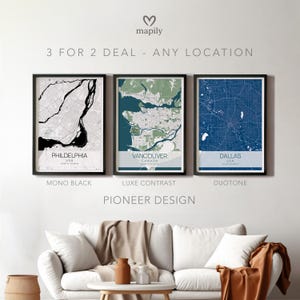 Personalized City Posters, Custom Map Print, Set Of 3 Decor, Urban Wall Art, Unique Home Gift, Modern Cityscape Design