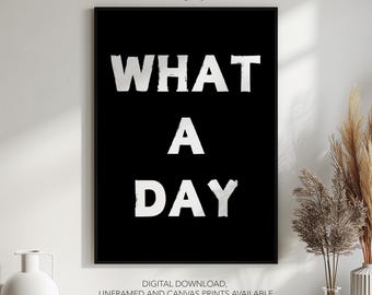 What A Day Wall Art, Rude Print, Funny Poster, Sarcastic Quotes, Humorous Decor, Sassy Gift, Bold Typography, Home Accent