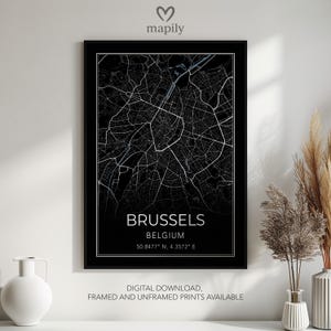 Impression de carte Wanderlust de Bruxelles – Poster souvenir de voyage | Décoration murale personnalisée