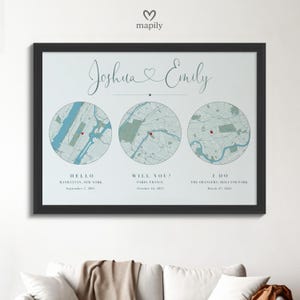 Hallo Wille Du Ich Tue Karte | Benutzerdefinierte 3 Lage Karte Druck | Personalisierte Verlobung Hochzeit Geschenk | Unsere Story Map Kunst