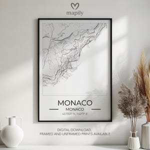 Personalized Monaco Map Print, Clean Design Gift, Where We Met Poster, Unique Moving Keepsake, Stylish Wall Decor, Anniversary Art