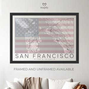 サンフランシスコのオフィス装飾 | カリフォルニアの都市地図アート | モダンなベイエリアアート | テックオフィスのプリント