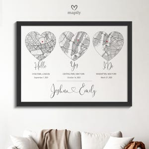 Jubiläum Geschenk Karte | Personalisierter Dreifach Lage Druck | Unsere Liebesgeschichte Reise Kunst | Paar Meilenstein Geschenk