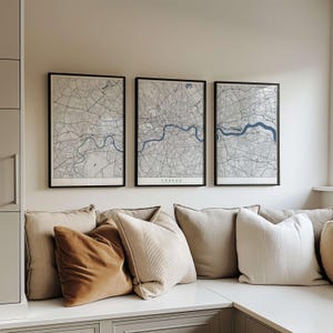 Custom City Map Triptych: Modern 3-Panel Print