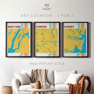 Custom City Map Trio, Map Print Custom, Set Of 3 Decor, Unique Location Prints, Graduation Gift Idea