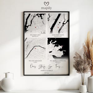 Personalisiertes Geschenk - Ehe Hochzeitstag Jahrestag Geschenk - 4in1 Multi Event Lage | Download, gerahmt oder ungerahmt | Kundenspezifische Karte Valentinstage