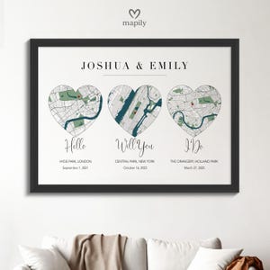 Unsere Geschichte Karte Druck | Personalisierte Beziehungsreisekarte | Landkarte Verlobung Hochzeit | Benutzerdefiniertes Positionsgeschenk